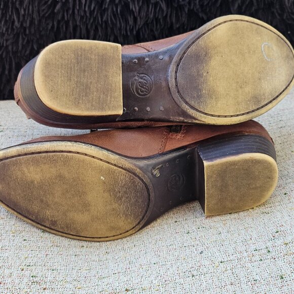 Lucky Brand Basel Bootie Toffee Brown Double zippers chunky block heel Size 6.5M - Picture 9 of 12